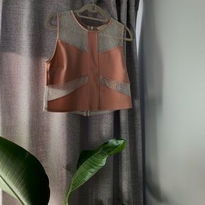 Peach colored lace crop top